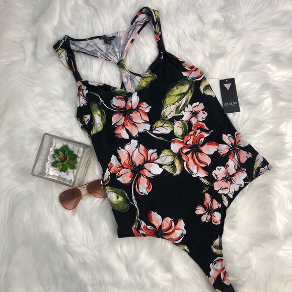 Guess Tops - GUESS New Blushing Azalea Thong Bodysuit Sz XL